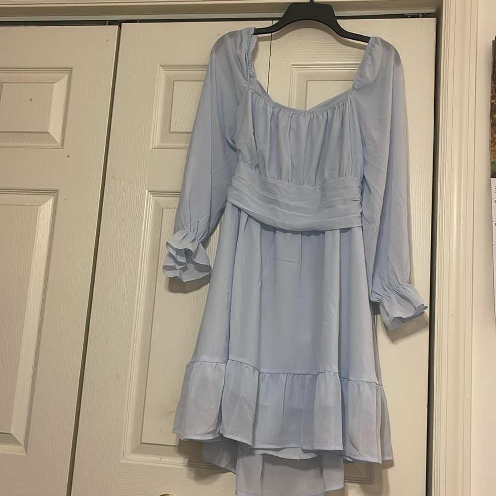 Powder blue and from Amazon. Brand is “Exlura”. Super cute. Never worn.